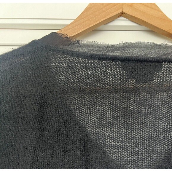 Magaschoni 100% Cashmere Black Sweater SZ S Embellished Floral Crochet Neckline - Picture 5 of 8